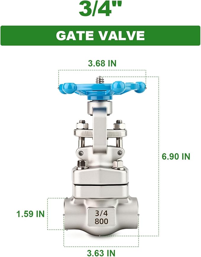 TAISHER 1PCS Forging of 304 Stainless Steel Weld Gate Valve, 3/4" OD Rotary Sluice Valve With Wheel Handle, For Water, Oil, Gas