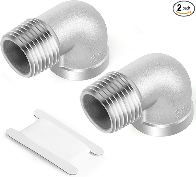 TAISHER 2PCS 304 Stainless Steel 90 Degree elbow,1-1/2" NPT Male Pipe to 1-1/2" NPT Female 304 Stainless Steel Pipe Fitting