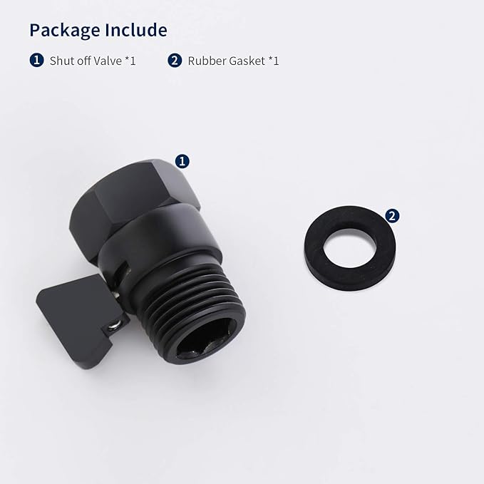 Tenfe Water Flow Control Valve, Brass Shut Off Valve Adjust Water Volume Regulator for Hand Held Shower Head & Bidet Sprayer, Matte Black Water Saver G1/2 Standard Connection