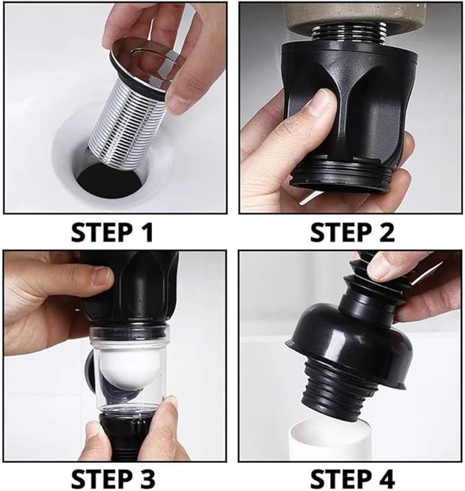 Bathroom Sink Drain Kit with Flexible Expandable P-Trap Pipe Anti-Odor Bathroom Sink Drain Pipe for 1-1/4" and 1-1/2" Hole