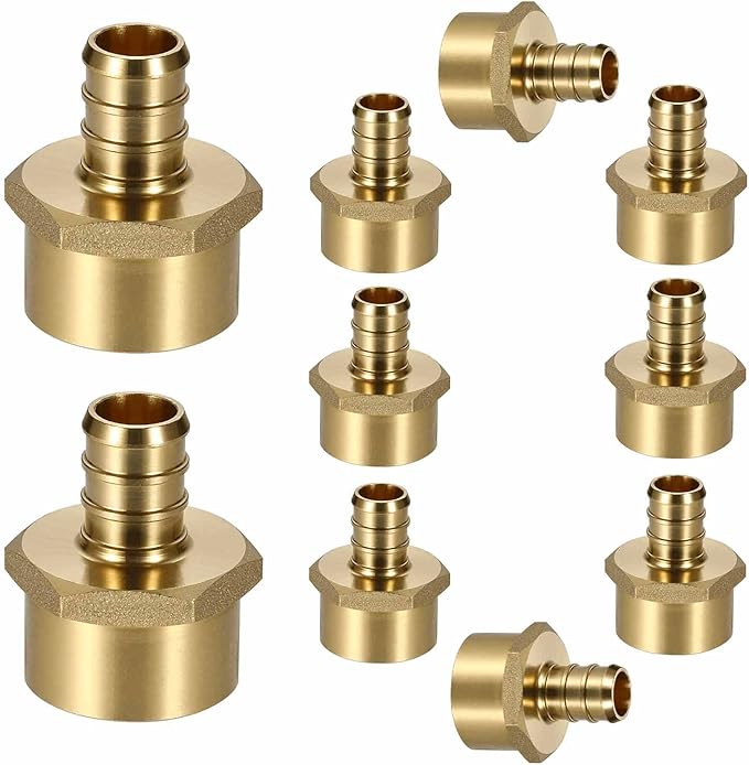 (10 Pack) Lidertik Pex Fittings 1/2 inch Female Adapter, 1/2" Pex F1807 x 1/2" NPT Female Threaded Adapter Brass