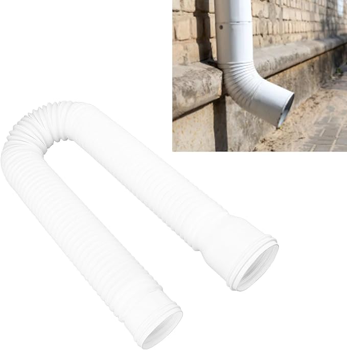 Tyenaza Rain Gutter Downspout Extension, Drainage Pipe, Flexible PE Extendable Drain Away Extender for Outdoor Villa Round (White)