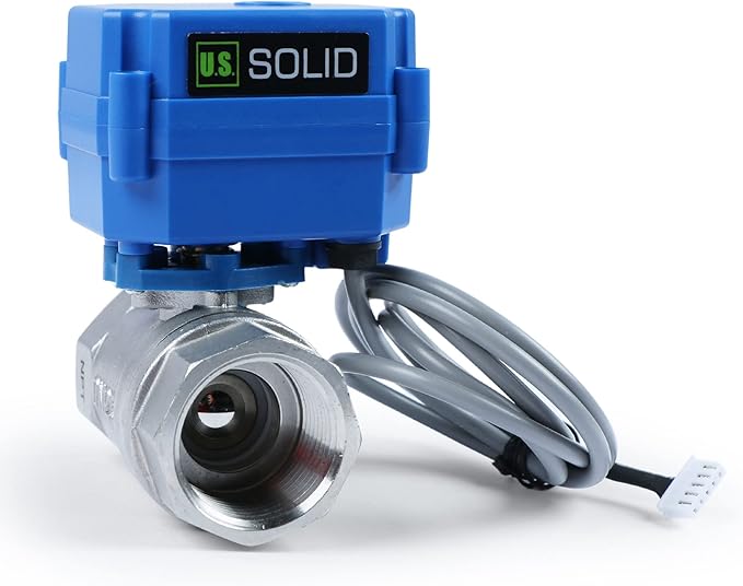 U.S. Solid Water Leak Detector - Water Alarm Leak Detect System with 1” Automatic Shut-Off Stainless Steel Motorized Ball Valve, Controller and 3 Sensors and Sound Alarm