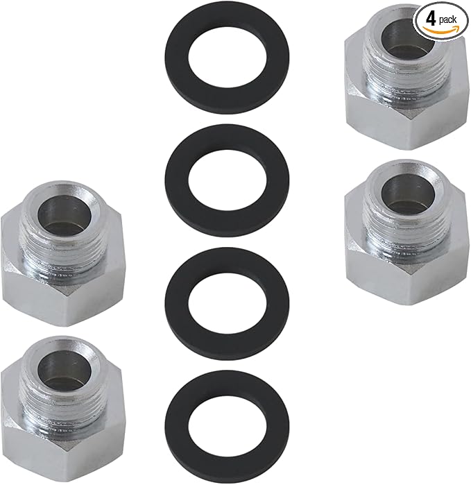 YYU 4-Pack Water Line Adapter, Pipe Fittings in 1/2" Female to 3/8" Male Reducer Adapter for Kitchen Bathroom Faucet Supply Hose, Stop Valve Pipe Connector With Rubber Washer