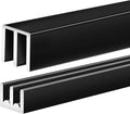 Landical 1 Set 4 Ft Long Metal Sliding Door Track Set for 1/8" Thick Panels Glass Cabinet Door Hardware System Window Sliding Track Quick Easy Installation (Black)