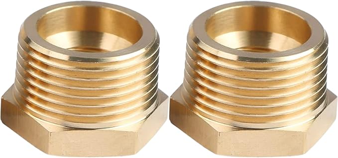 2pcs 1" NPT Male x 1/2" NPT Female Brass Reducer Hex Bushing Threaded Fitting Adapter by CX WONDERLAND