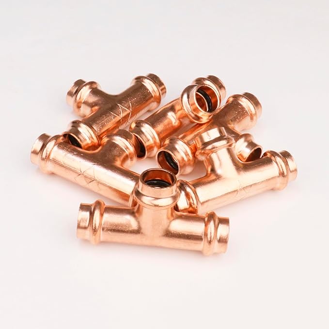 WHK 8 Packs Pro press Fittings Tee 1/2x1/2x1/2 inch Copper ProPress Tee Pressure Fittings for Copper Press Connection