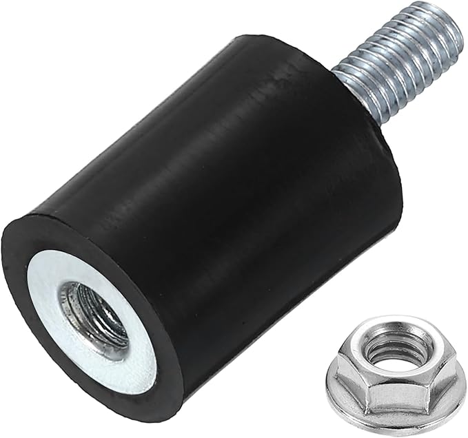 uxcell M5 Rubber Mounts, 1Pcs 15x20mm(DxH) Rubber Cylindrical Anti Vibration Isolator Shock Absorber with Lock Nut for Car Bobbin Generator Air Compressors
