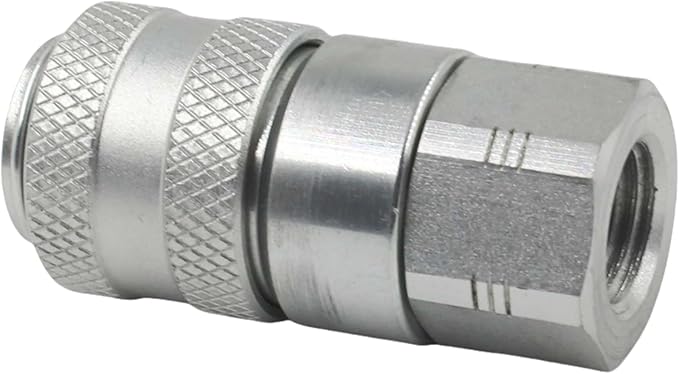 PD242 Series PD Steel Test Port and Diagnostic Equipment Quick Coupler with Female Pipe Thread, 1/8" Body Size, 1/4"-18 NPTF Thread Size, 1.98" Length