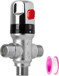 Thermostatic Mixing Valve, 1/2 NPT Threaded Water Temperature Control Valve, Galvanized Brass, for Bathroom Shower, Kitchen Faucet, Washroom, Laundry