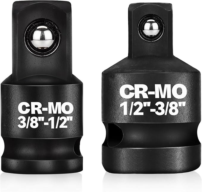 3/8" Female to 1/2" Male, 1/2" Female to 3/8" Male Impact Socket Adapter Reducer Set, 2 Pcs Chrome Molybdenum Steel Driver Conversion Adapters, for Sockets and Impact Wrench