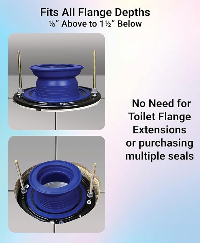 One N Done Toilet Flange Repair Kit - Toilet Kit For Low or Broken Toilet Flange. Toilet Wax Ring Replacement Kit W/Toilet Flange Extender Kit. No Wax Ring For Toilet Bowl Or Toilet Seal Required (1)
