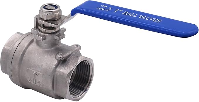 DERNORD Ball Valve Stainless Steel 304 1" NPT Heavy Duty for Water, Oil, and Gas with Blue Locking Handles (Pack of 2)