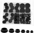 62Pcs Rubber Plug, Various Sizes of Round Hole Silicone Tool, Rubber Plugs for Round Holes, Silicone Hole Plugs Suitable for Car Wiring Furniture Black