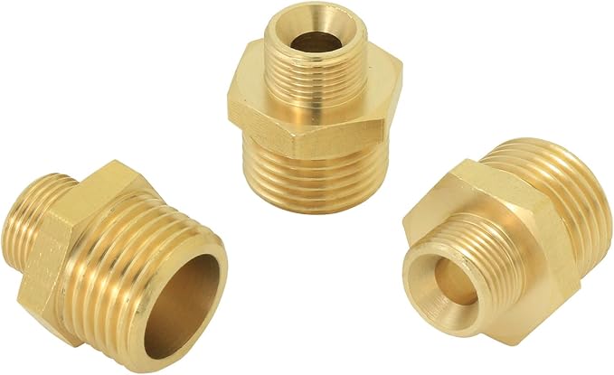 1/2 to 3/8 inch reducer faucet adapter - compressed brass pipe fittings, 3/8 "to 1/2" male water supply pipe adapter for RV kitchen water supply pipes, compatible with 3 water pipe fittings