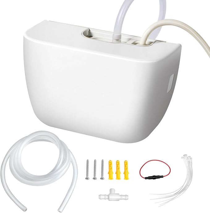 Mini 100-240V White Split Condensate Pump, AC Hvac Silent Condensate Pump, 50/60Hz, External Wall Mount, Self Priming Device, Used for Indoor Air Conditioning, HVAC, Dehumidifier, etc.
