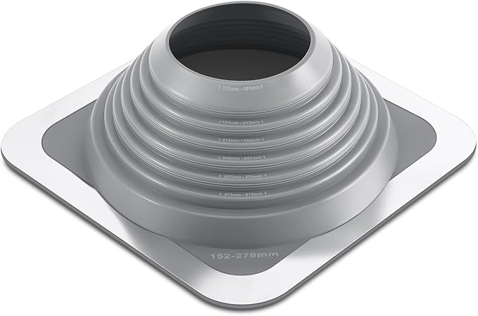 #7 Metal Roof Vent Boot Chimney Flashing Roof Jack Pipe Vent for Pipe Od 6 to 11 Sleeve Square Base Epdm (14 Inch, Grey)