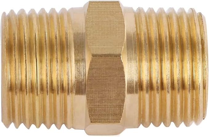 2pcs Brass Nipple Fitting 3/8" x 3/8" NPT Male Hex Adapter by CX WONDERLAND