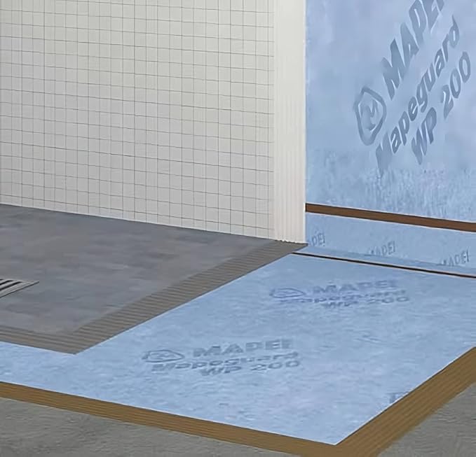 Mapei 2850230 Mapeguard WP 200 Uncoupling Crack Isolation Waterproofing Membrane 323 Sq Ft Roll (3.3 Feet x 98.5 Feet), for Ceramic Tile and Stone Tile 0.02 Inch Thick Underlayment (94502-30)