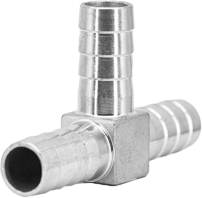 Stainless Steel 3/8" Hose Barb Tee 3 Way T Shaped Barbed Co2 Splitter Fitting
