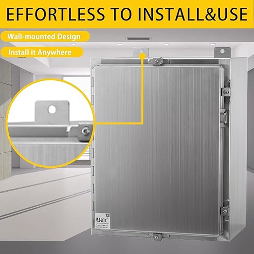 MJ-Box Steel Electrical Enclosure Box 12 x 8 x 8 304 Stainless Steel Explosion Proof Electrical Box IP66 Waterproof & Dustproof Outdoor/Indoor NEMA 4X Stainless Steel Enclosure