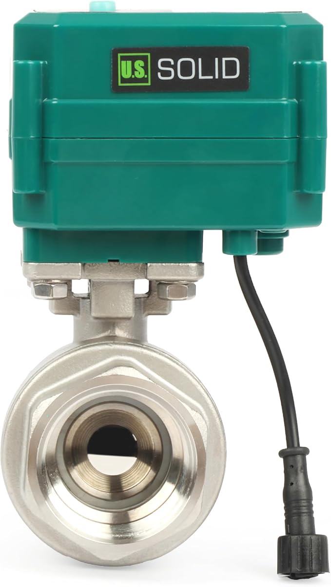 U.S. Solid 1-1/4" Smart Motorized Ball Valve - Stainless Steel Remote App Mobile-control Electrical Ball Valve with Manual Switch, Plug Connection