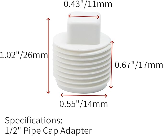 40 Pcs White 1/2" PVC Pipe Cap Coupling Adapter Threaded 1/2 inch NPT PVC End Caps Plug for Water Line Plumbing