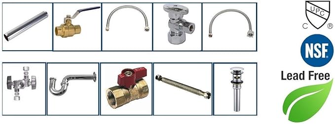 EZ-Fluid 5/8" Comp O.D X 1/4" Comp X 3/8" Comp 1/4 Turn Double Metal Two Handles Dual Outlet Brass Angle Stop Valve Water Shut Off Ball Valve For Water Pipes LF,Faucet Toilet,Dishwasher,Filter(1)