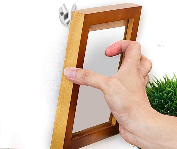 8pcs Heavy Duty Metal Keyhole Hangers Flush Mount Bracket Kit for Picture Frames Mirrors Artwork Wall Mounting Furniture Connectors with Screws