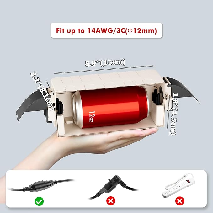 Flemoon 2-Piece Outdoor Waterproof Electrical Box Set – 12.5" x 8.5" x 5" Large & 8.1" x 4.9" x 3.1" Small Weatherproof Electrical Boxes for Power Strips, Outlets, Holiday String Lights, Almond