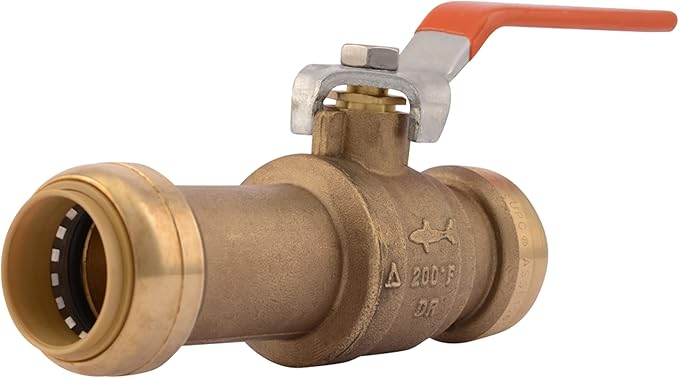 SharkBite 1 Inch Slip Ball Valve, Push to Connect Brass Plumbing Fitting, PEX Pipe, Copper, CPVC, PE-RT, HDPE, 24737LF
