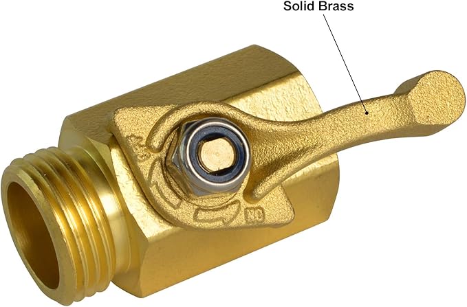 HYDRO MASTER Heavy Duty 3/4" Brass Shut Off Valve with Large Handle, Full Flow Garden Hose Connector