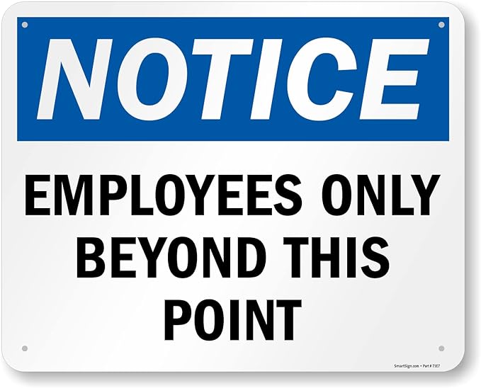 SmartSign 24 x 30 inch “Employees Only Sign, Employees Only Beyond This Point Sign” Metal Sign, 80 mil Laminated Rustproof Aluminum, Blue, Black and White, Made in USA