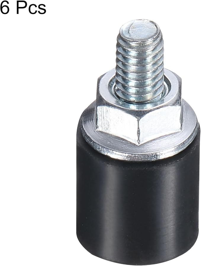 uxcell 6pcs M4x10mm Rubber Isolator Mounts with Studs 10x10mm Male Female Vibration Shock Absorber Zinc Plated Cylindrical Thread Mounts Anti Vibration Isolators with 6pcs M4 Lock Nuts