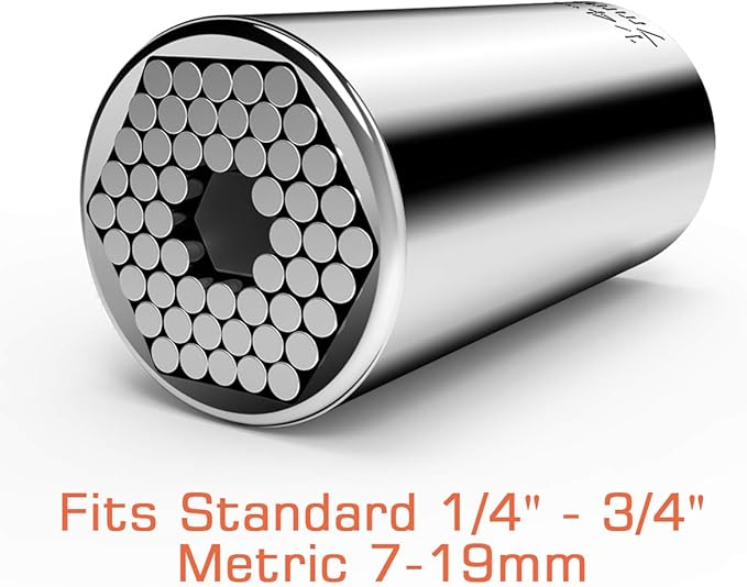 Universal Socket, Self-adjusting Socket Fits Standard 1/4'' - 3/4'' Metric 7mm-19mm, Adapter Sockets for Wrench Ratchet & Power Drill, Tools Gifts for Men Him Husband Dad Father DIY Handyman Women