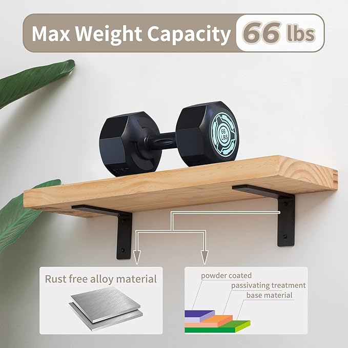 6 inch X 4 inch Shelf Support Bracket Heavy Duty, L Shelf Brackets, max Load 66 lbs, , Metal Brackets for Shelves, countertop Bracket ,Corner Brace,Pack of 4. (6"x 4" L Shape)