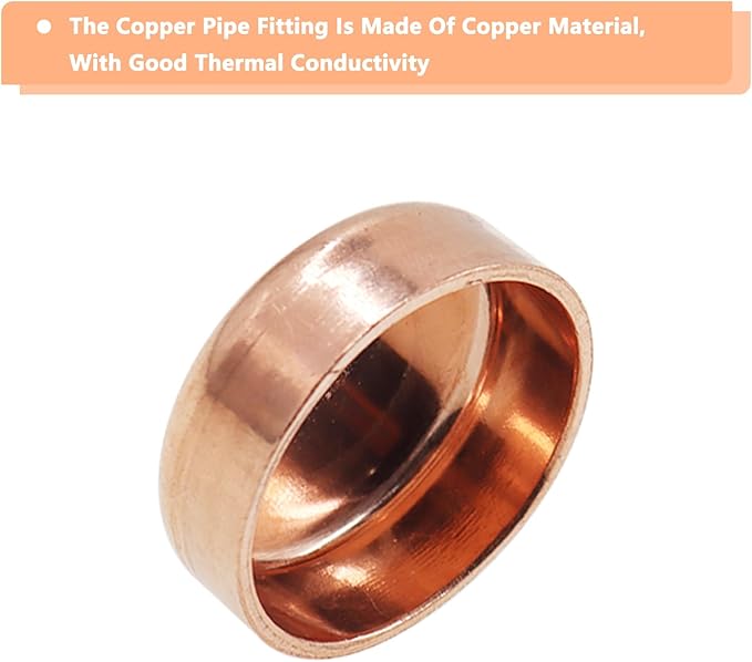 Copper Pipe Cap,TTZEZE Copper End Cap,Certified Safe Pressure Copper Cap Plug,Solid Sweat Solder Connection,Pure Copper Plumbing Cap for Plumbing HVAC Air Conditioner 38mm/1.5'' 1PCS