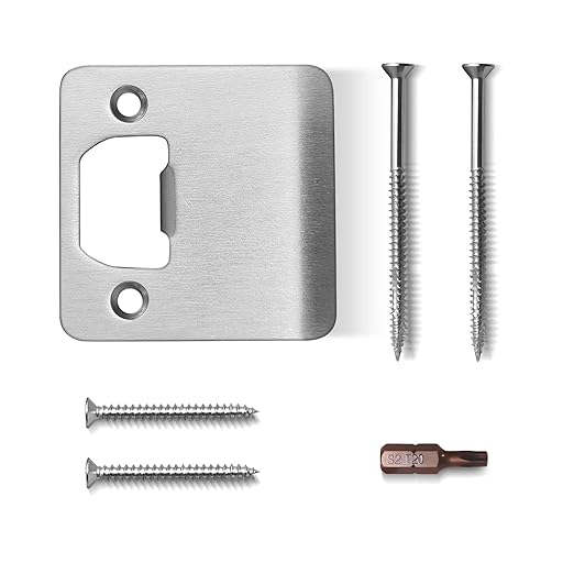 Extended Strike Plate 2-1/4" x 2-1/4", Satin Nickel, Heavy Duty Version with Reinforced Torx/Star Screws & Bit, Extender Lip Latch Striker for Exterior/Interior Door (1 Pack)