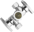 WiseWater Dual Shut Off Valve 5/8" O.D Comp x 3/8" O.D Comp x 3/8" O.D Comp Water Shut Off Valve, 1/4 Turn Double Angle Stop Valve for Refrigerator, Ice Maker, Coffee Brewers, Water Filters (1 Pack)
