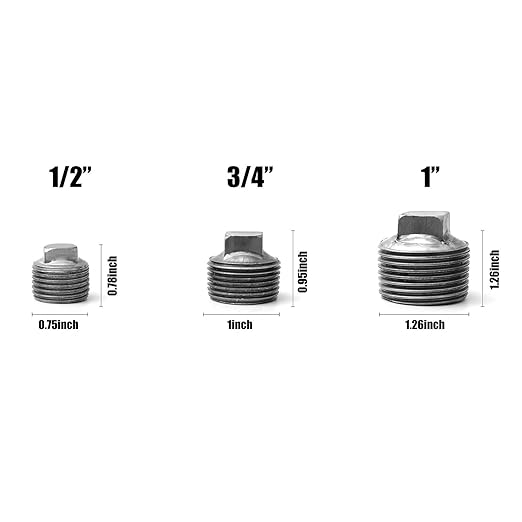 3/4" Pipe Fitting Male Cap, Home TZH 10 Pack Malleable Iron Cast Black Pipe Male Square Caps for Steam-punk Vintage Shelf Bracket DIY Plumbing Pipe Decor Furniture (10, 3/4")