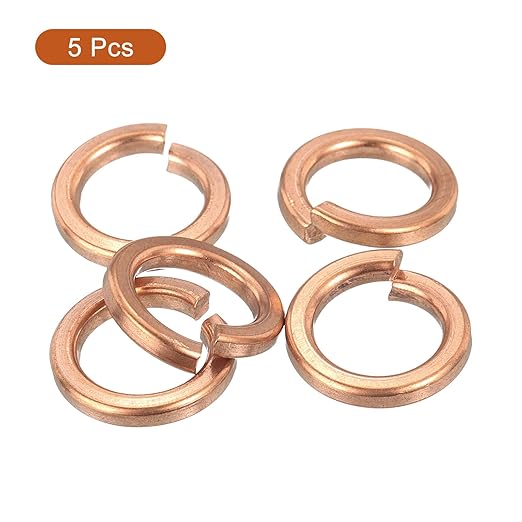 uxcell 5 Pcs Spring Lock Washer, M12 Split Lock Washer Assortment Copper Lock Washers for Screws Bolts Nuts