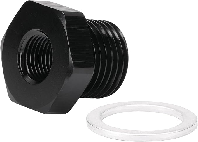 M16x1.5 Male Metric to 1/8 NPT Female Oil Pressure Sensor Adapter Fitting Reducing Bushing Aluminum Black