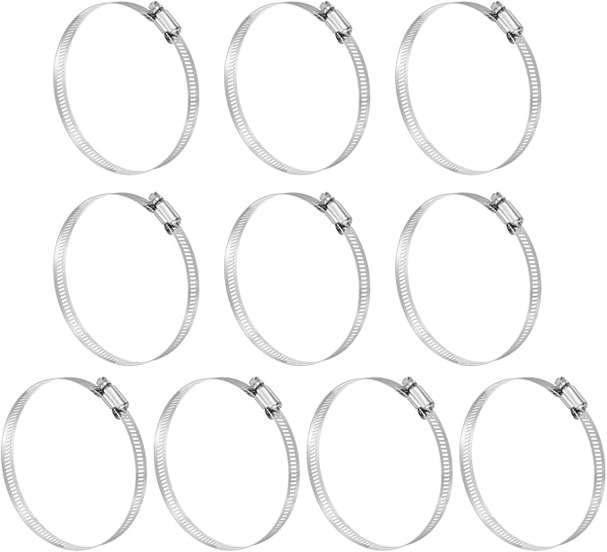 MECCANIXITY 4 Inch Stainless Steel Hose Clamp, Worm Gear Clamp Adjustable 3 4/7"-4 1/2"(91-114mm) Fuel Line Hose Clamps Duct Clamp for Pipe Plumbing Automotive Mechanical (Pack of 10)