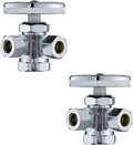 (2-Pack) Cyrret Angle Stop Valve 3-Way 1/2" FIP x 3/8" Compression x 3/8"Compression Multi-turn Dual Outlet Angle Stop Water Faucet Toilet Shut off Valve
