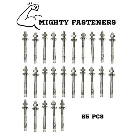Wedge Anchors – Heavy-Duty 304 Stainless Steel Expansion Bolts for Concrete & Masonry, Rust-Resistant & Durable - 1/4" X 3" - 25 Pack