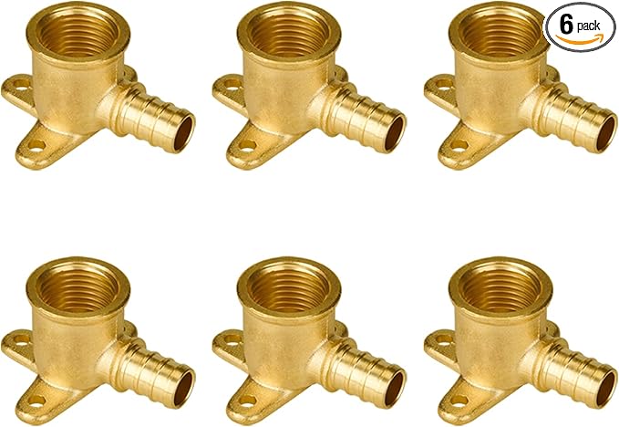 SUNGATOR 6-Pack 1/2" Pex Drop Ear Elbow, No Lead Brass, Pex Fittings 1/2 inch, NSF, UPC Certified