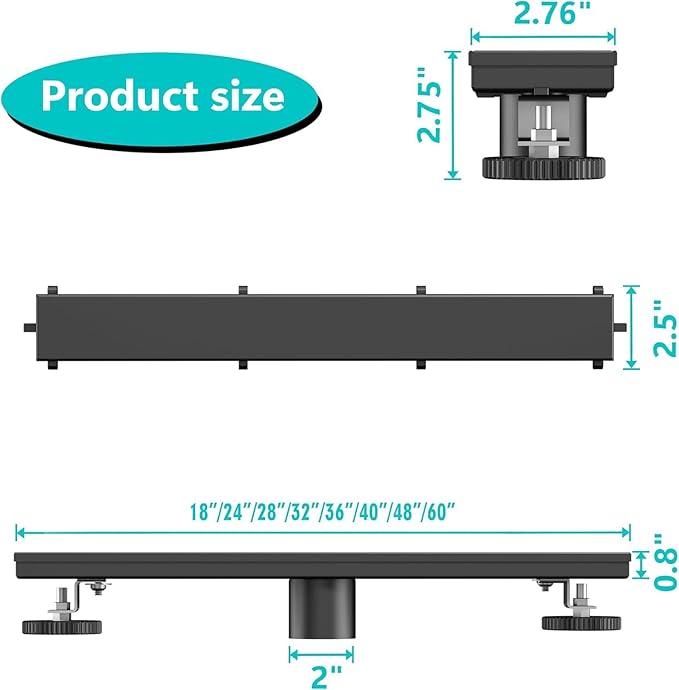 Neodrain 60 in Matte Black Linear Shower Drain- with 2-in-1 Flat & Tile Insert Cover, 304 Stainless Steel Rectangle Shower Floor Drain,Floor Shower Drain