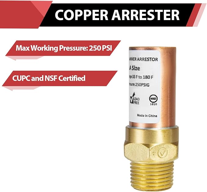 2-Pack EFIELD MH-130-3, 1/2-Inch Straight MIP Connection Copper Water Hammer Arrestor,(HAMMER005-2PCS)