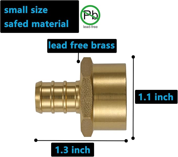 (15 Pack) Lidertik PEX Fittings 1/2 inch Female Adapter, 1/2" PEX-B F1807 x 1/2" NPT Female Threaded Adapter Brass