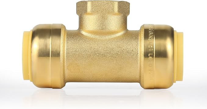 (30 Pack) EFIELD Female Tee 3/4"x3/4"x1/2" Push Fit Female Plumbing Tee,Brass Fitting No Lead For Copper Pex CPVC,(PF228-30PCS)
